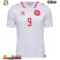 Camisa de Futebol Dinamarca Rasmus Hojlund #9 Equipamento Secundário Europeu 2024 Manga Curta